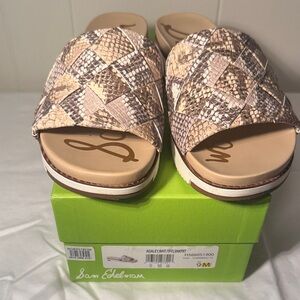Sam Edelman Women's Woven Snakeskin Sandals - Brown and Cream
